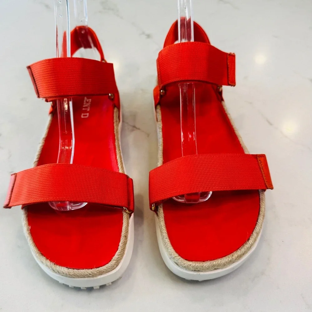 Silent D Trevor Women 9.5 EU 40 Red Orange Platform Espadrille Sandals Hook Loop - Picture 13 of 16